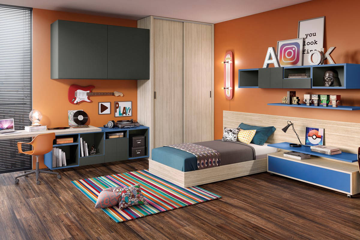 Quarto decorado com piso laminado Eucafloor New Elegance Canyon Black Oak